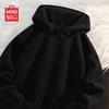 MINISO Men's Fleece-Lined American Retro Half-Zip Hooded Sweatshirt