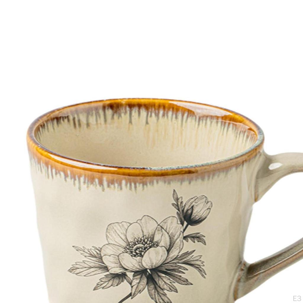 Керамическая кофейная кружка 385 мл Оригинальная посуда большой вместимости с нескользящей ручкой Вода Напиток