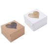 10Pcs Cupcake Box Visible Food Grade Mini Individual Cake Packing Case with Heart Shaped Window Kitchen Tool