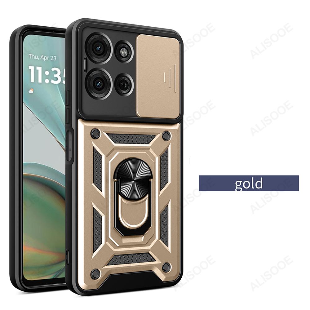 Чехол для Motorola G56 G86 G75 G85 G55 G35 Кейс Броня Сдвижная Защитная Крышка для Камеры для Motorola Moto G75 5G Подставка-Кольцо Фунда