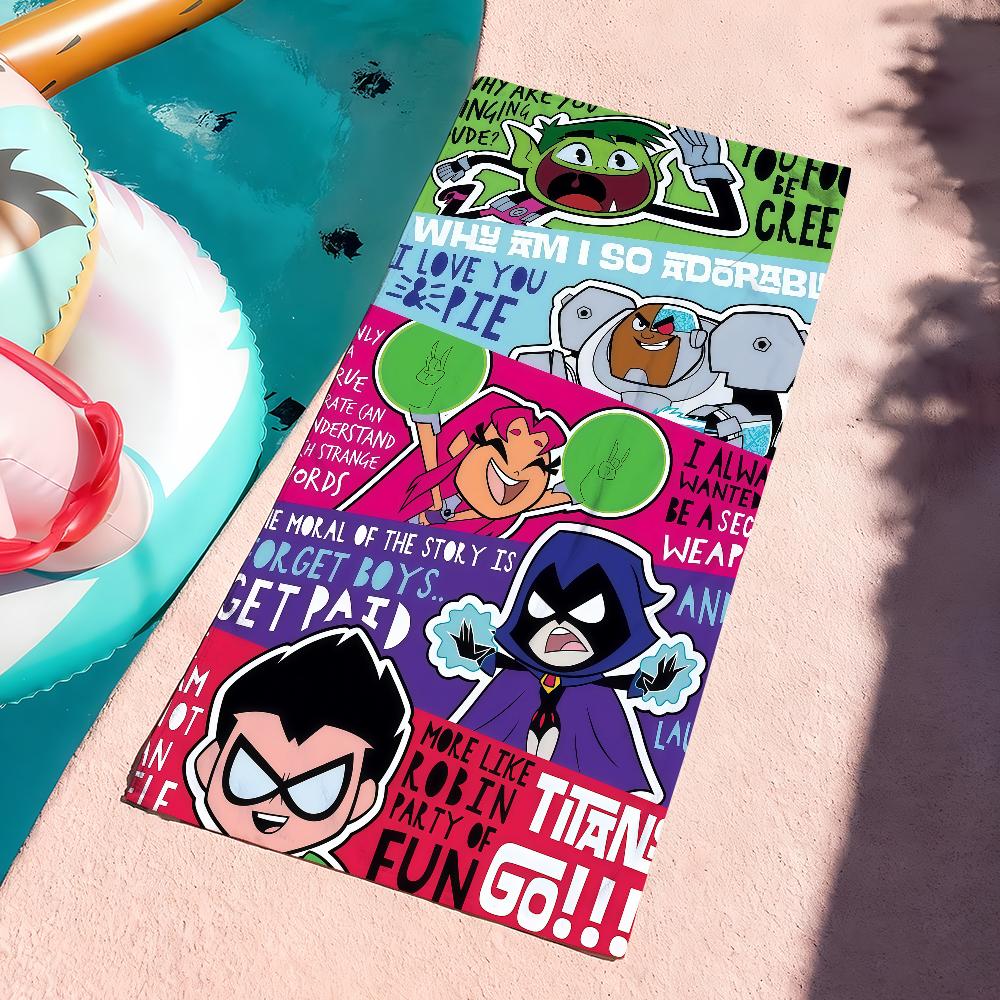 Мультяшное полотенце T-teen T-titans для сушки тела, банное полотенце, подходит для плавания, кемпинга, йоги, пляжа, активного отдыха