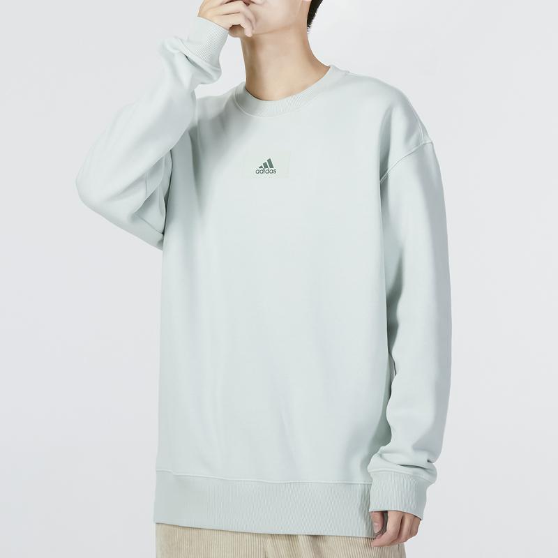 adidas Сплошной принт с небольшим логотипом, толстовка с круглым вырезом и длинными рукавами, мужские топы, светло-зеленый HK0394