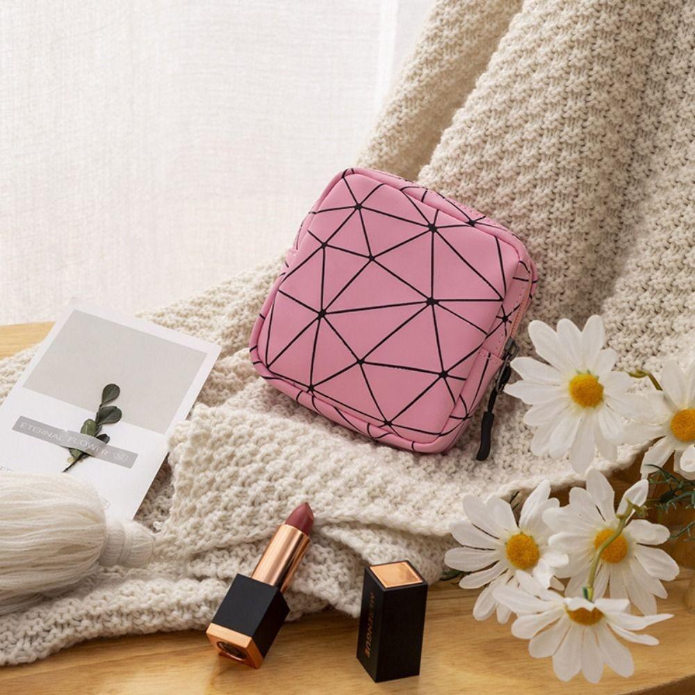 Rhombus Pattern Sanitary Napkin Storage Bag Storage Pouch Reusable Sanitary Napkin Bag