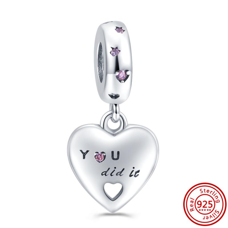 Распродажа 925 пробы серебряные бусины в форме сердца для замков, подвеска, подходит для оригинального браслета с подвесками, ювелирные изделия, подходящие для девушки, жены, подарок