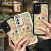 Phone Case: 2D flat design suitable for Samsung Galaxy A34 A35 M05 M06 S20 S22 S21 FE Plus 5G protective case, cute cream kitten holding a little fish