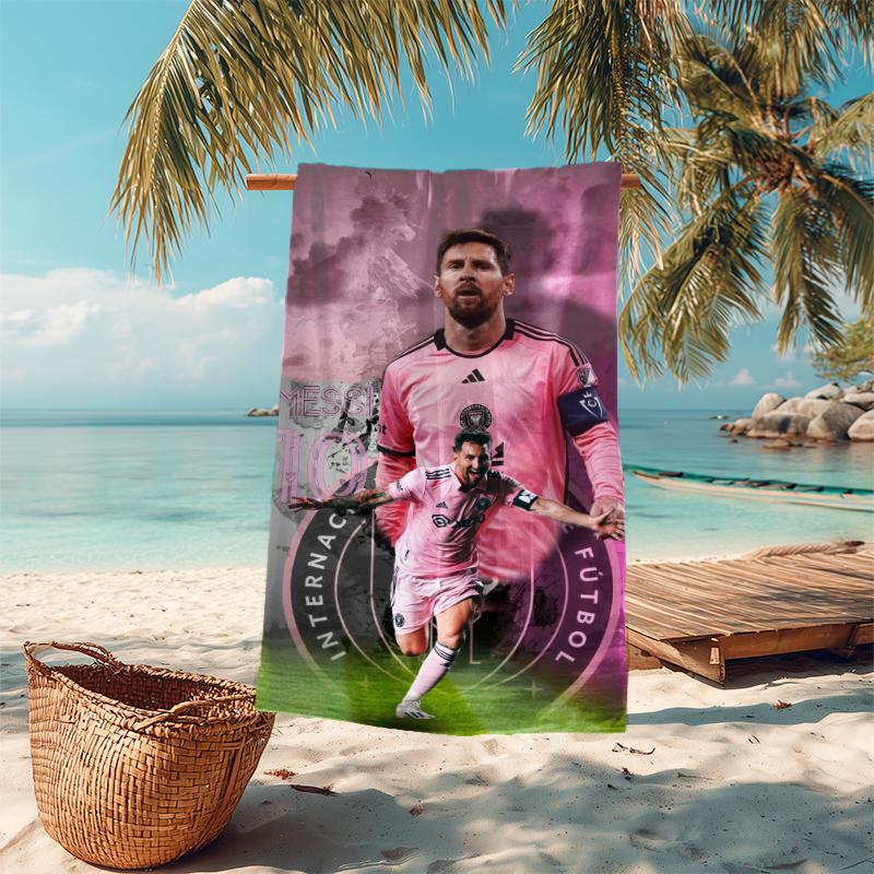 1pc Football Player Action Microfiber Quick Dry Beach Towel Absorbent Soft Oversized Sand Free Towel for Travel Pool Gym Swimming Yoga 20a166
