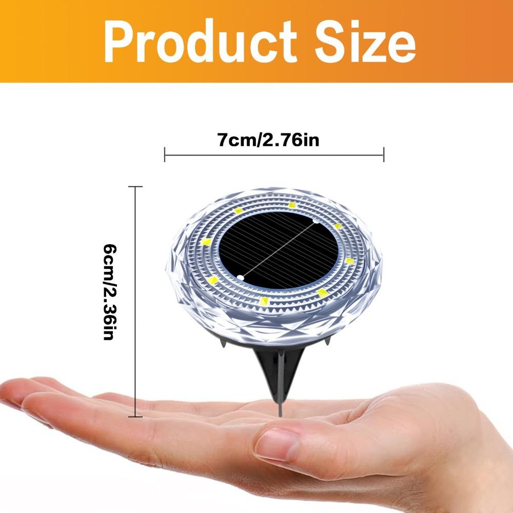 2 шт. Солнечный дисковый светильник на солнечной батарее, водонепроницаемый, садовый, уличный, подземный, лампа для дома