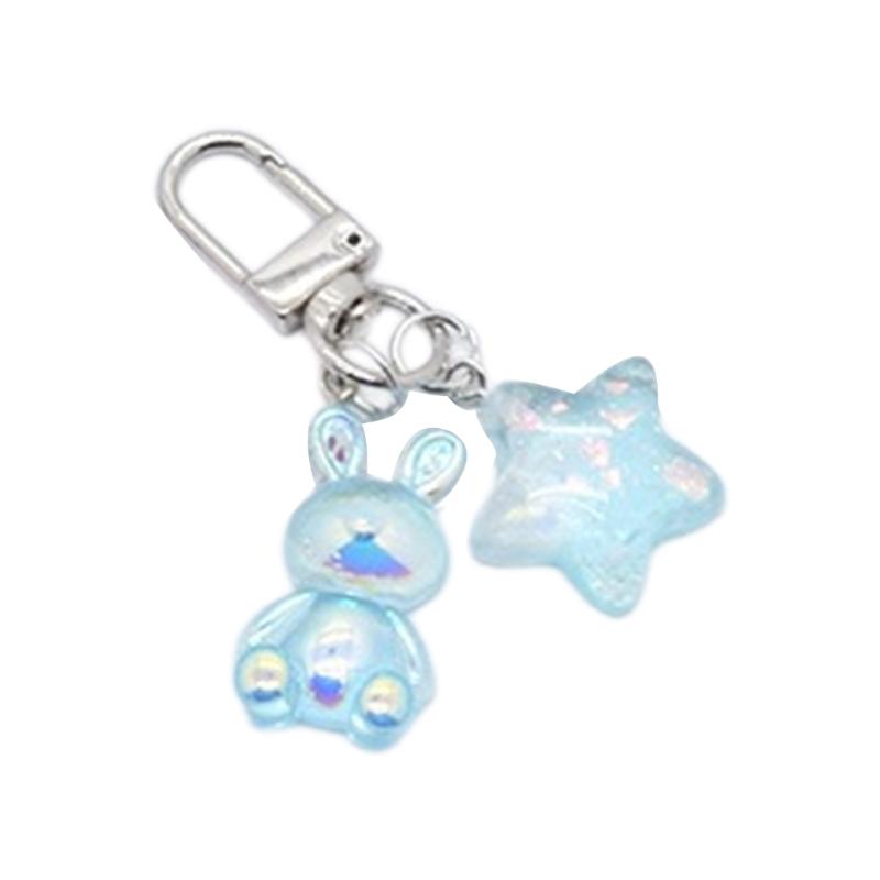 Многофункциональные брелоки с красочными подвесками в форме звезды и кролика, модный металлический аксессуар для ключей для женщин