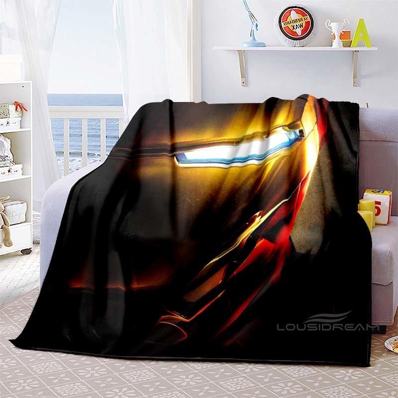 Iron Man Cartoon Comic Funny Expression Blanket, Warm Flannel Sofa Blanket, Home, Bedroom, Travel.