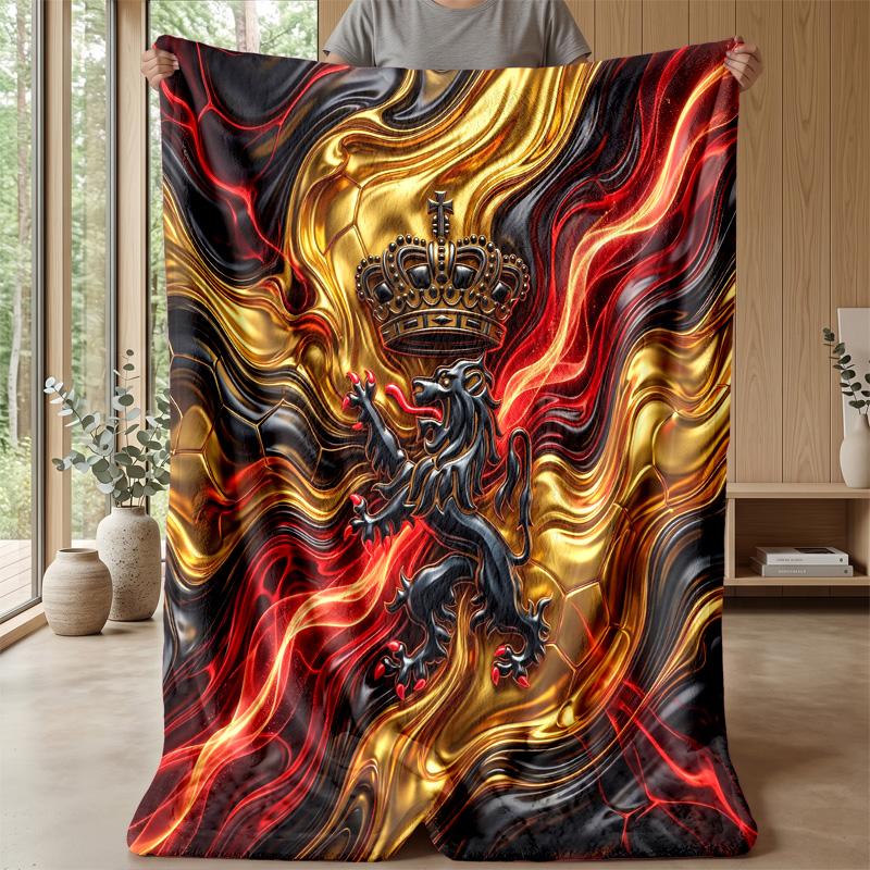 Belgium Football Printed Flannel Blanket Skin Friendly Warm Decorative Throw for Indoor Couch Bed Daily Use
