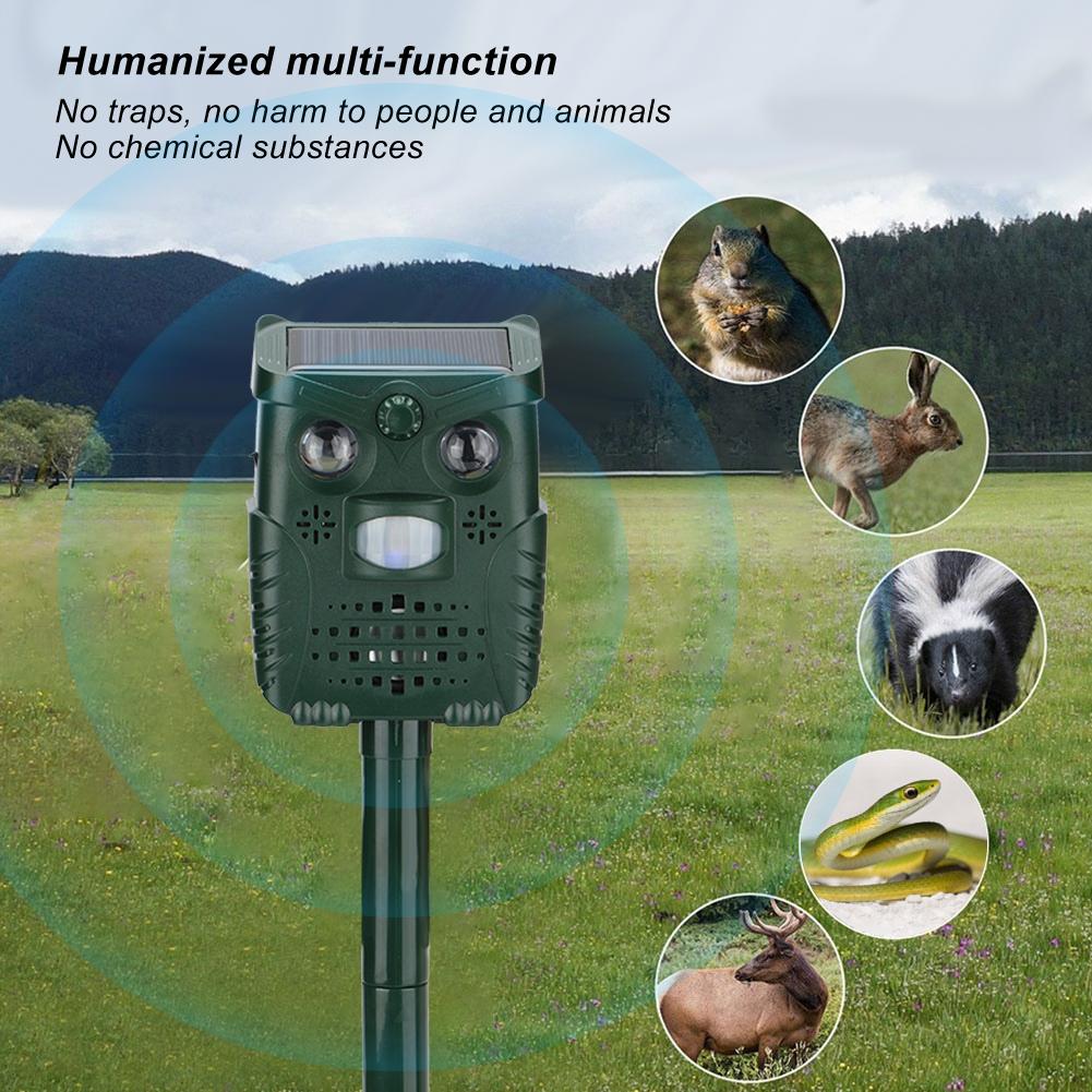 ABS пластик ультразвуковой звук белый свет мигающий солнечный отпугиватель животных для двора сад