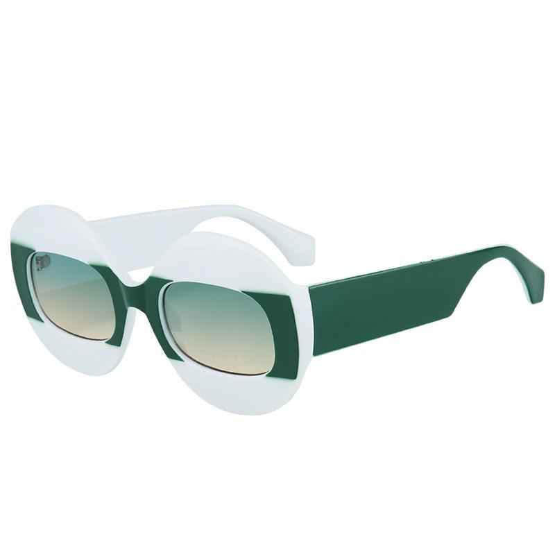 New sunglasses European and American round frame contrasting color hip-hop glasses men's and women's personalized anti-ultraviolet sunglasses
