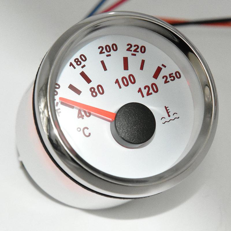 Waterproof 52mm Dustproof Water Temp Gauge Temperature Meter 40-120℃ for Boat Car Truck Yacht or Water temperature sensor