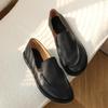 2025 New Spring Women Round Toe One Foot Slip-on Shoes Women Genuine Leather Soft Flats Shoes Women Loafers