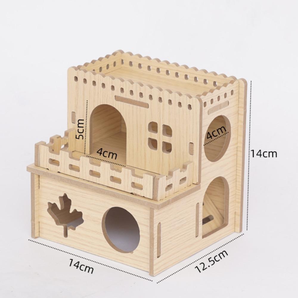 Durable Hamster House Natural Wooden Small Pets Hideaway New Hamster Hide Villa  for Chinchilla