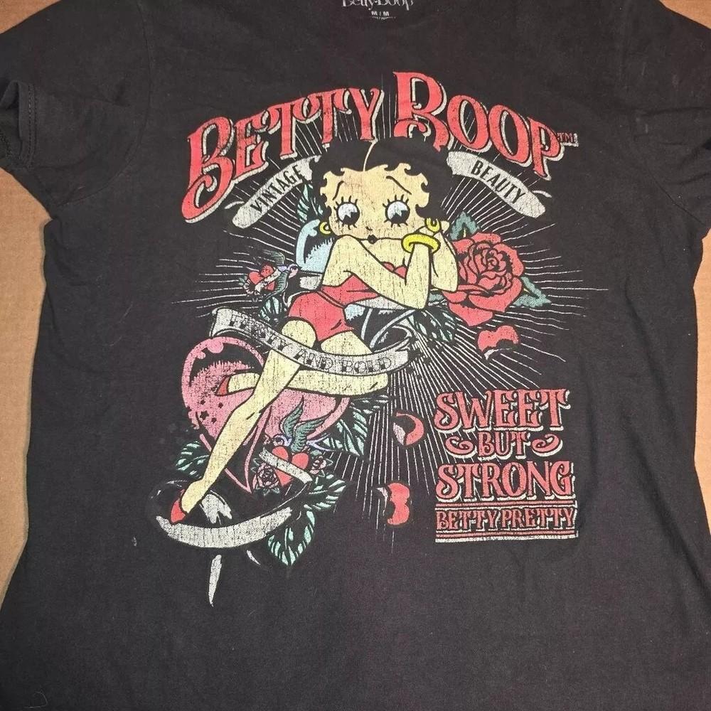 Reprint 90039s Betty Boop Cartoon Black Unisex T shirt Men Women S-5XL KH12999