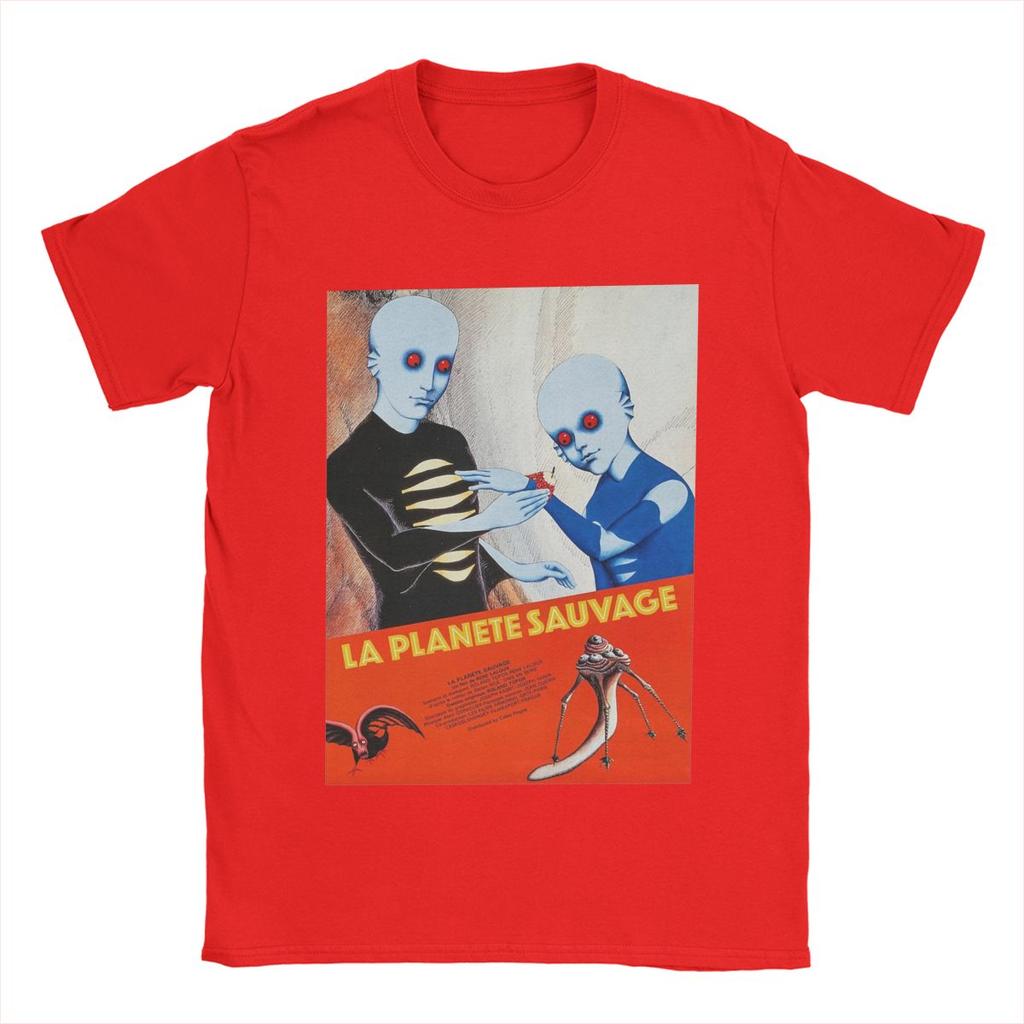 Фантастическая планета Дикая планета Мужская футболка Винтажная футболка Футболка с коротким рукавом и круглым вырезом Хлопок Одежда больших размеров