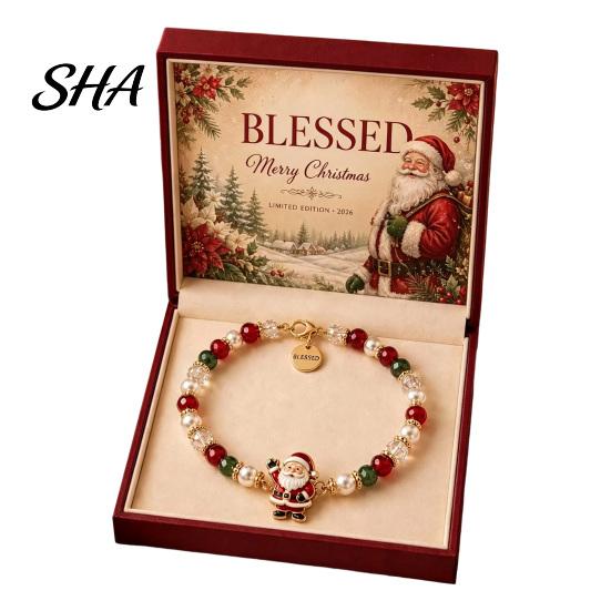 Rust-proof Bracelet Christmas Bracelets for Women, Santa Claus Elk Snowman Tree Alloy Beaded Bracelet, Holiday Jewelry Gifts Stocking Stuffers, Party