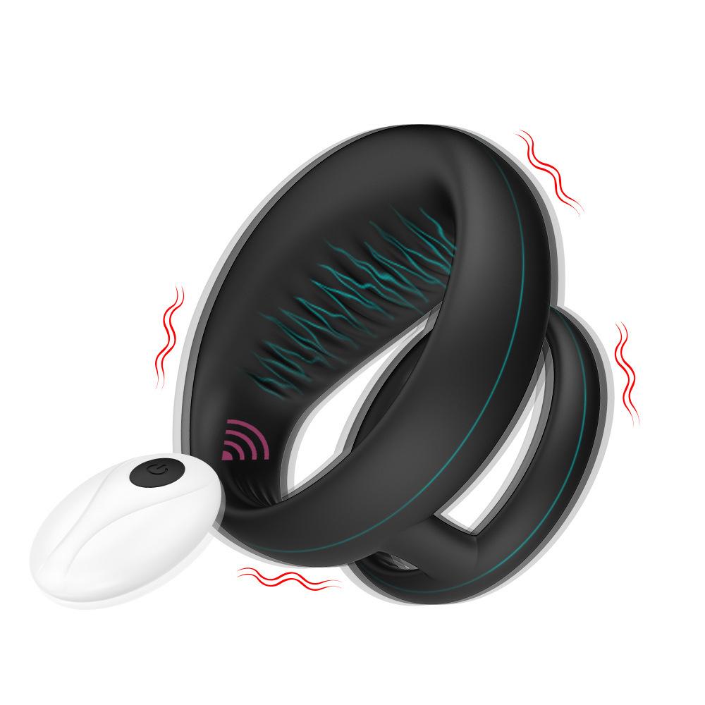 Вибрирующее двойное кольцо для пениса Секс-игрушки для мужчин Кольцо для пениса Вибратор с 10 вибрациями Взрослая мужская секс-игрушка для более долгой, твердой, сильной эрекции