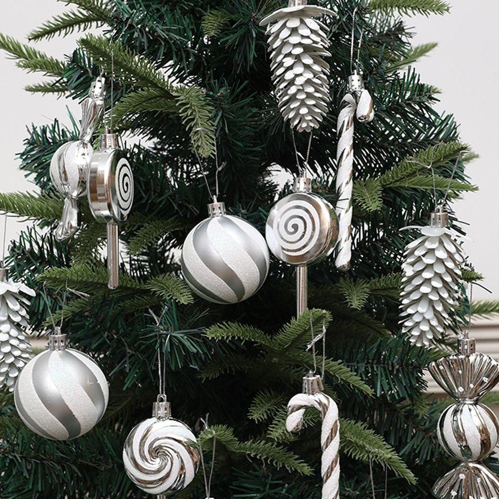 15pcs Reusable Lollipop Pine Cone Pendant Shatterproof Xmas Tree Hanging Pendant Wedding Party