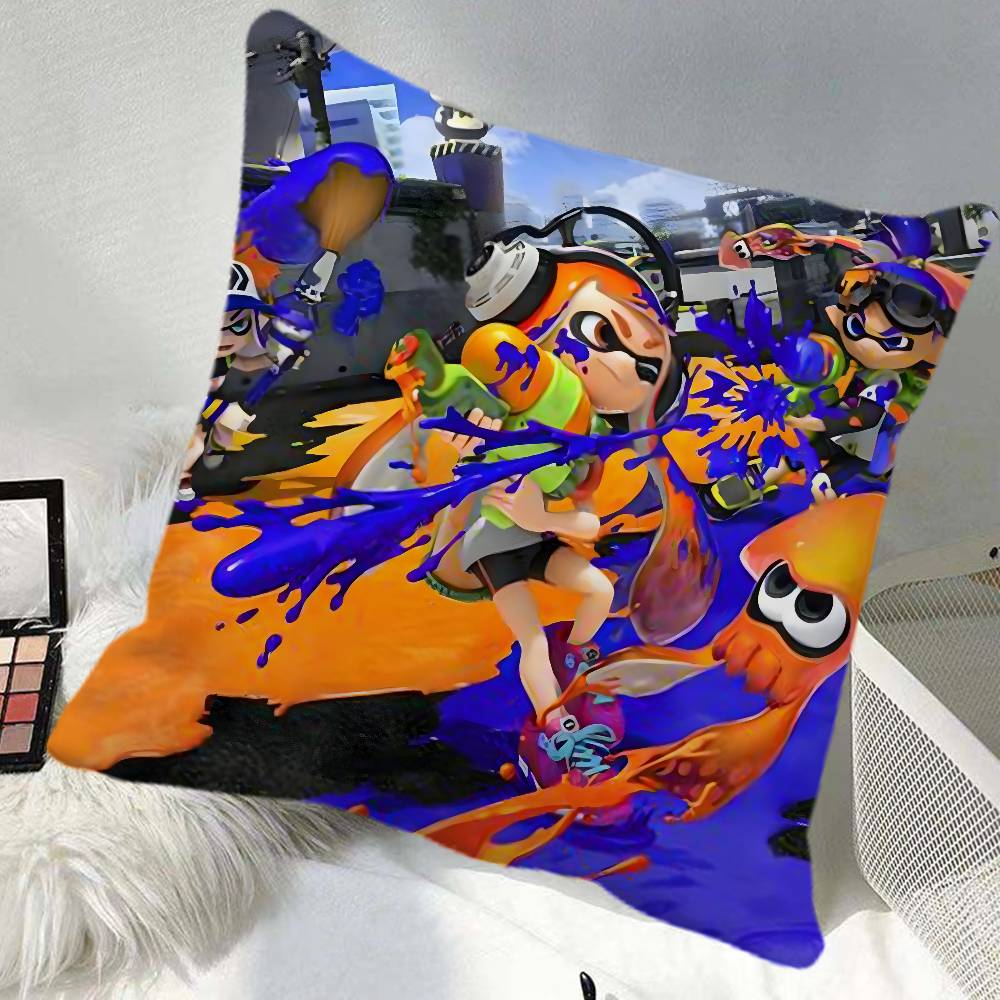 SSplatoon Video Game Splatoon Pillow Case Square Pillow Bedroom Sofa Leisure Comfort Cushion Car Home Decoration