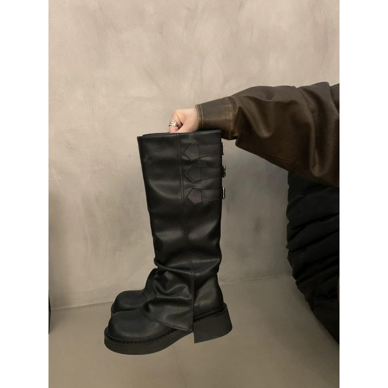 High Appearance Level Thick Bottom Round Head Thin Fashion All Comfortable Non-slip Breathable Wear-resistant High Boots Women