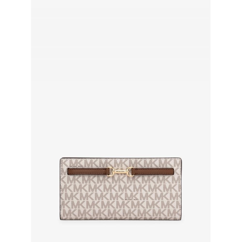 Michael Kors Carson Snap Wallet Large Mk Signature 35s5g2ze3b150 Vanilla