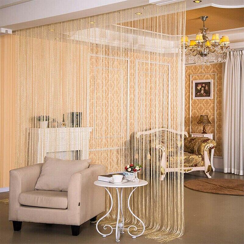 1x2M Shiny Tassel Silver Line String Curtain Valance Living Room Divider Wedding DIY Home Decor
