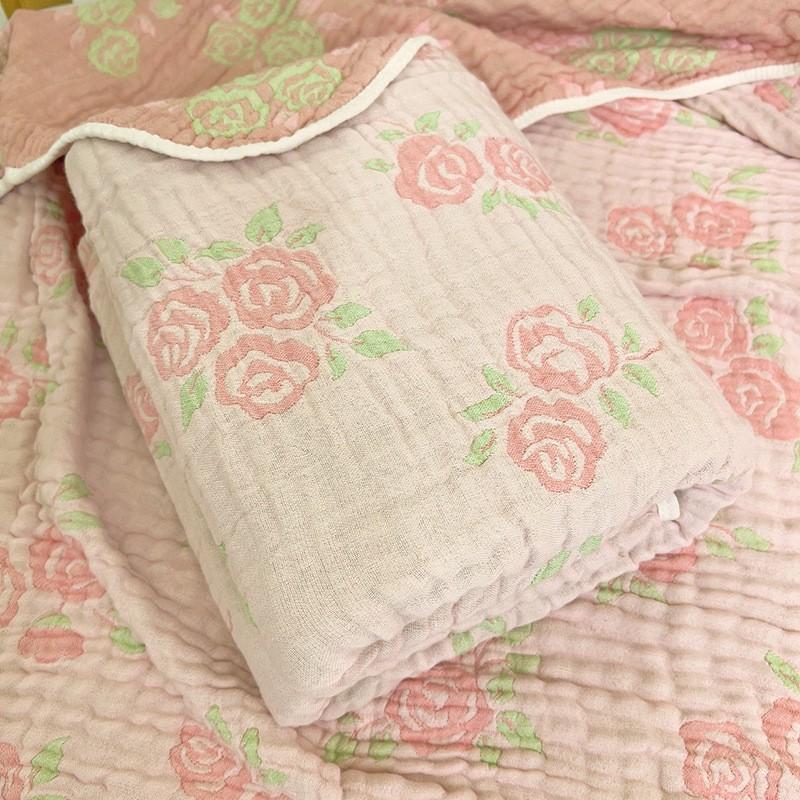 Baby Bamboo Cotton Gauze Blanket Cartoon Jacquard Infant Bath Towel Air Conditioner Cover Soft Wrinkled