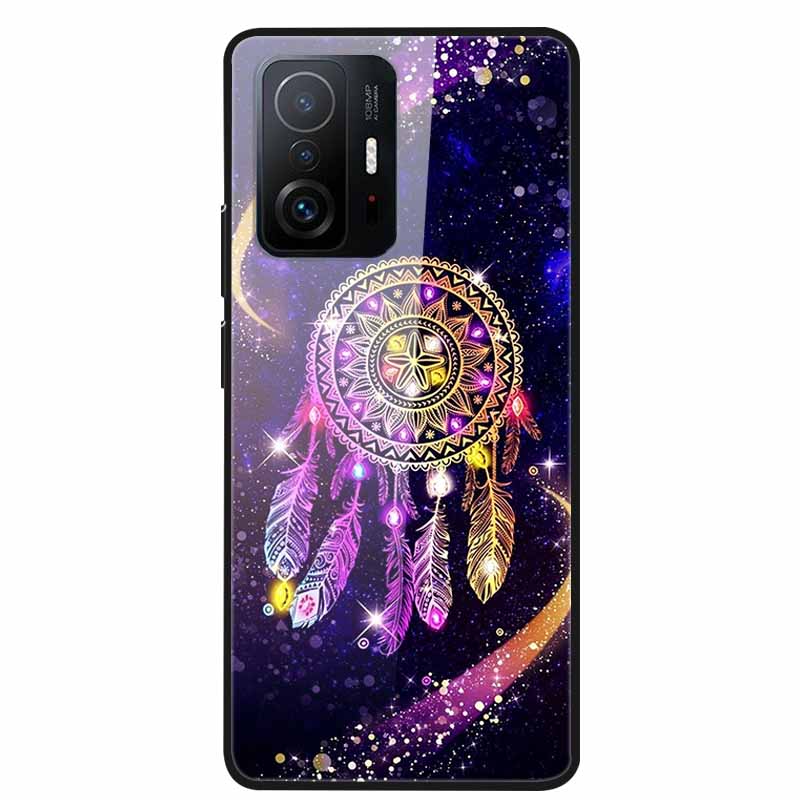 Для Xiaomi 11T Pro Стеклянный чехол Жесткий закаленный стеклянный ПК-чехол Чехол для телефона Для Xiaomi Mi 11T 11 T Pro Ударопрочный Мультяшный Funda Coque