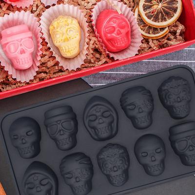 3D форма для кубиков льда с черепом, машина для изготовления шоколадной помадки, антипригарный легкосъемный лоток, разные формы, форма для формирования конфет, сделай сам