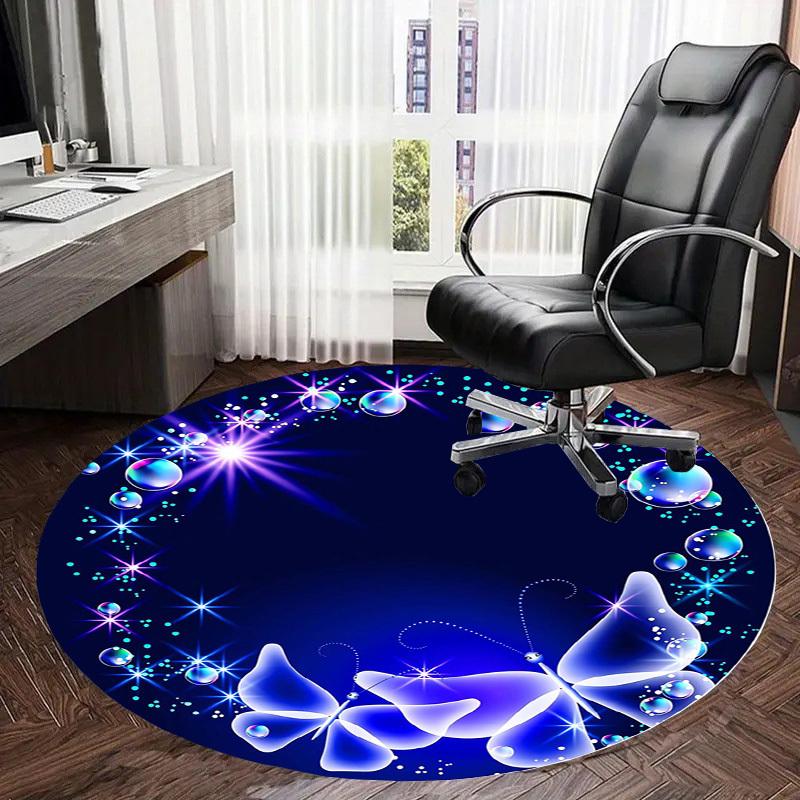 1pc Office Carpet Chair Mats Butterfly Sparkle Circular Frame Perfect for Decorating Office Chairs, Living Rooms, Or Bedrooms