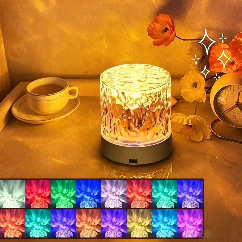 Rechargeable Rgb Water Ripple Atmosphere Lamp With Remote Control For Modern Bedroom Decor