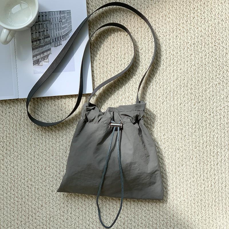 Korean Style Ins Personalized Casual Drawstring Nylon Cross-body Small Bag Women's All-matching Simple Lightweight Mini One-shoulder Cloth