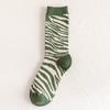 Winter New Socks Retro Avocado Green Mid-Calf Socks Light-Coloured Striped Student Pile Socks Women's Socks