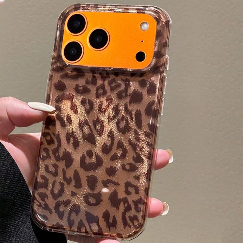Роскошный чехол для телефона с леопардовым принтом и пайетками для iPhone 17 16 15 14 13 12 11 Pro Max XS X XR 16E 16 Plus 17 Air Ударопрочная задняя крышка