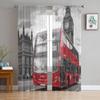 London Street Red Bus Big Ben Sheer Curtains for Living Room Decoration Window Curtains for Kitchen Tulle Voile Organza Curtains