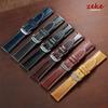 Oil Wax Calfskin Leather Watchband Retro Wrist Strap 18mm 20mm 22mm with Silver Stainless Steel Buckle Soft Material Watch Band