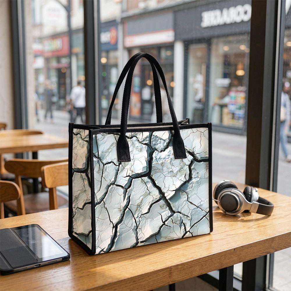 Cracked Print Large Tote Bag Fashion Daily Casual Shoulder Bag for Outdoor Shopping Commute Use