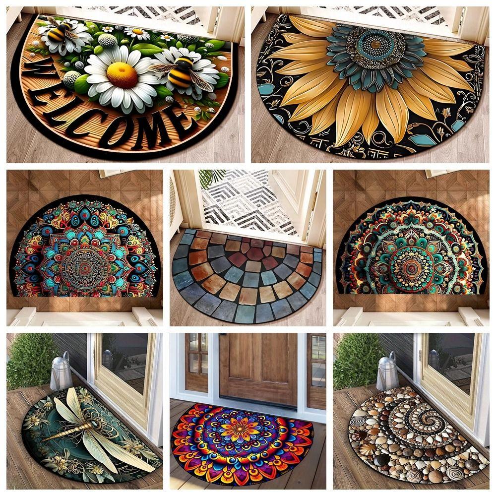 Flower Floral Welcome Rugs Non Slip Door Mat High Quality Entrance Mat Indoor Outdoor