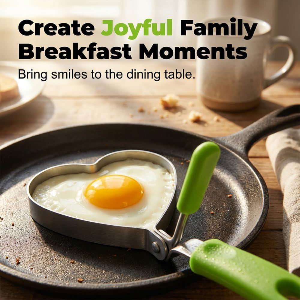 5-piece egg ring mold set, 2026 new stainless steel pancake mold, pancake ring set, heart-shaped, star-shaped, cloud-shaped, non-stick breakfast mold.
