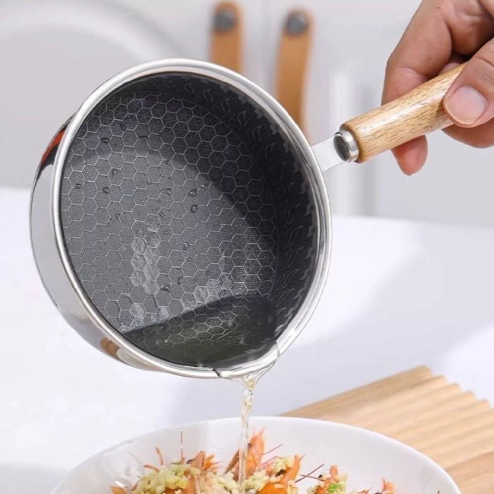 Non-stick Surface Frying Pan Stainless Steel Non-stick Pan Mini Uncoated Pan  Outdoor Camping
