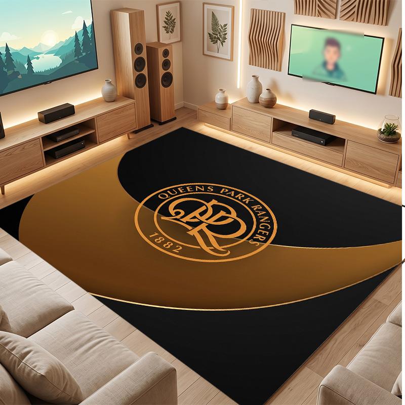 Queens Park Rangers Football Print Crystal Velvet Rug, Comfortable Water Absorbent Non Slip Indoor Floor Carpet