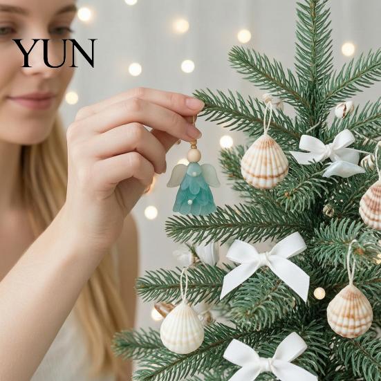 Multi Color Gradient Angels Sea Glass Angel Advent Calendar with 24 Hanging Ornaments for Christmas Tree Decoration, Festive Gift Friends Handmade 2D