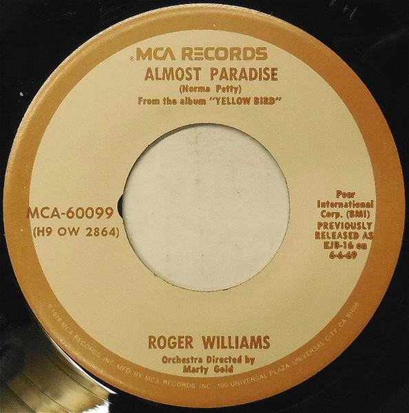7inch Record ROGER WILLIAMS - Almost Paradise MCA60099 MCA Records US Pop Used