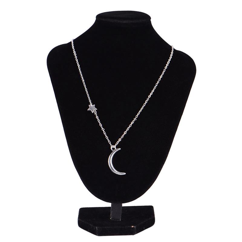 Moon Star Pendant Necklace Neck Chain Necklace Gold And Silver Long Chain Women'S Jewelry
