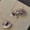 Empress Cixi Saturn Gradient Diamond Orb Necklace & Earrings Set for Women