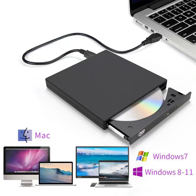 Внешний DVD-плеер CD-привод USB 2.0 MP3 Музыка Фильмы Портативный считыватель для Windows 7/ 8/ 10 Ноутбука Настольного ПК Компьютера