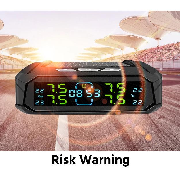 E-ACE USB/Solar TPMS 4 Sensors Temperature Monitor Security Alarm Digital LCD Display Tire Pressure Gauge Car Tyre Monitor