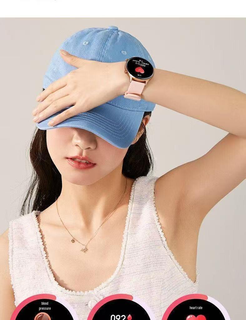 Women's Multifunctional Smartwatch with Offline Payment, Genuine Leather Strap, Bluetooth Call, Sports Features - Model CY700